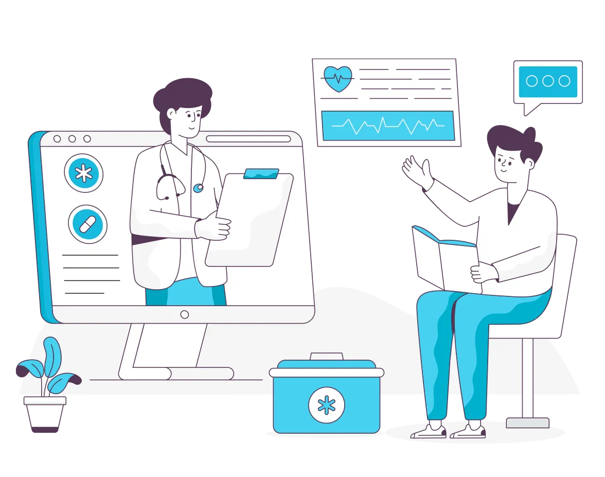A doctor consulting with a patient over video call