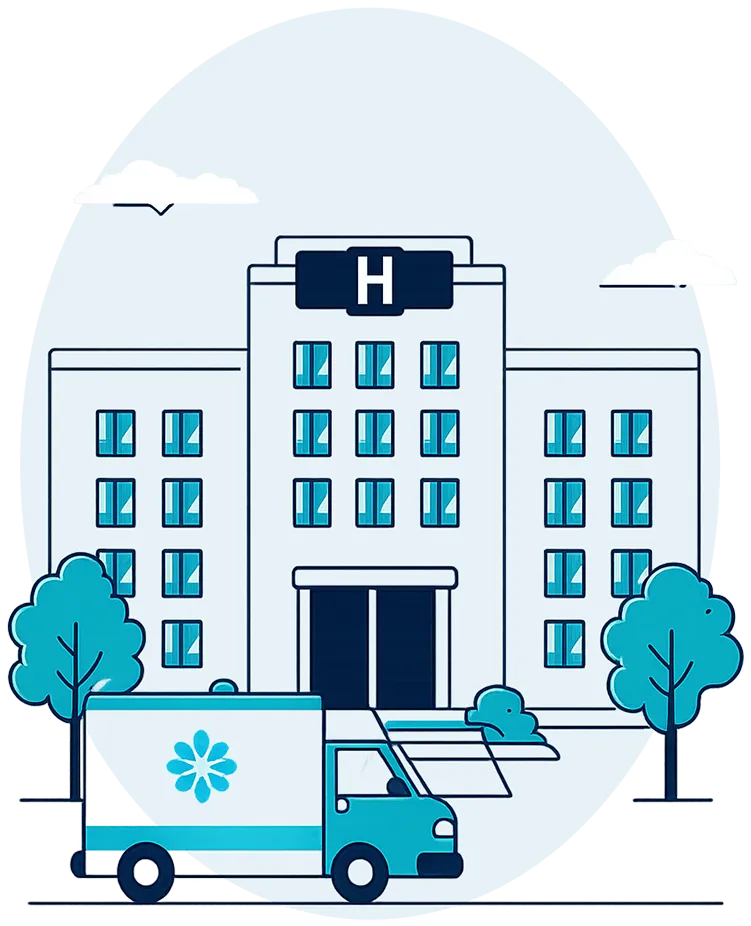 An illustration of a hospital building